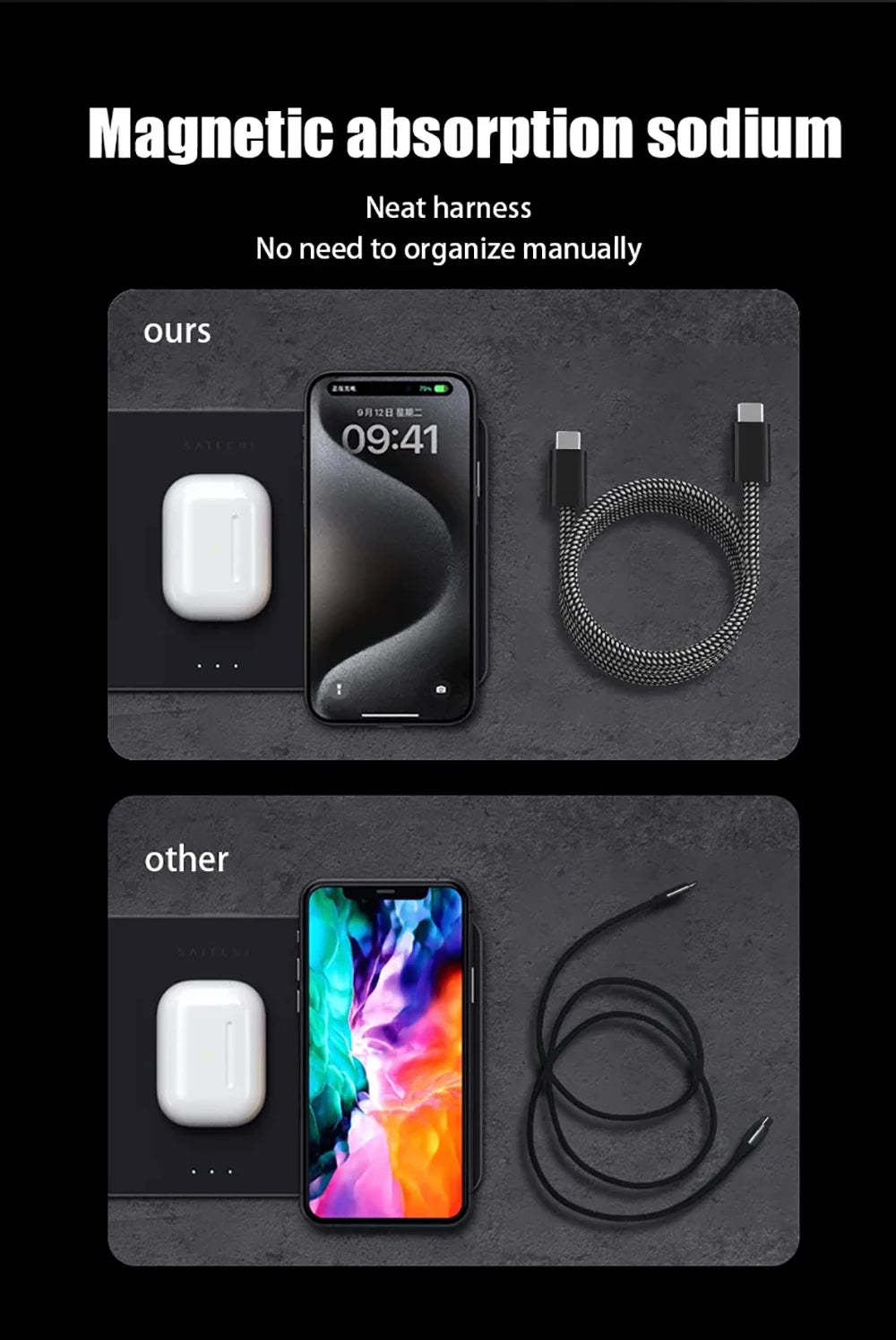 100W Magnetic Cable USB C To Type C Fast Charger for iPhone15 Xiaomi USB A To TypeC Data Charging Wire tablets MacBook Samsung