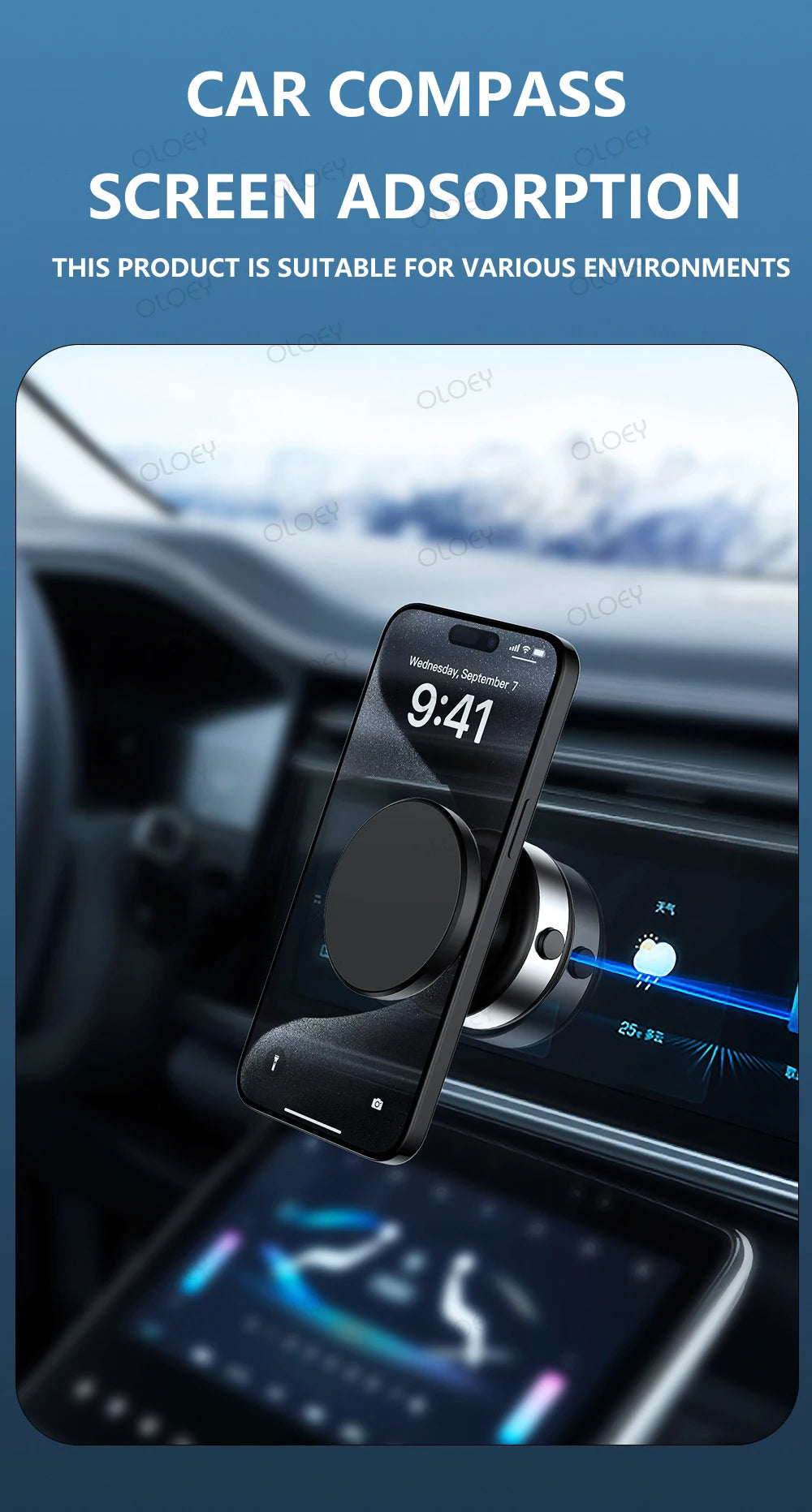 For iPhone Samsung Xiaomi magnetic car mount vacuum phone holder