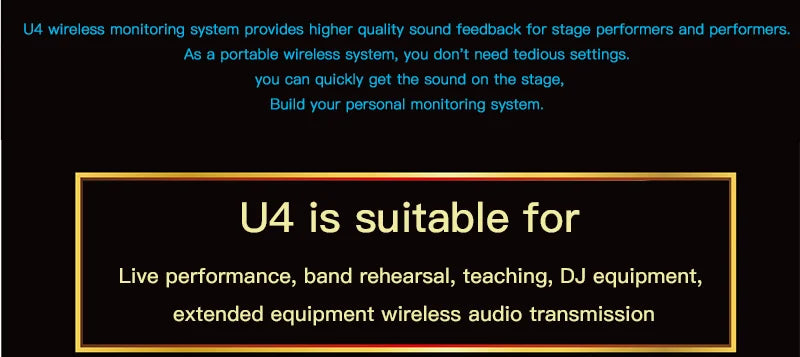 Original U4 IN-EAR Monitor Wireless System 30m Range Transmitter And Receiver For Live Show