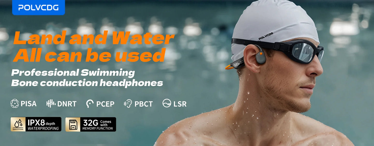 Waterproof Swimming Headset IPX8 32GB Bluetooth 5.3