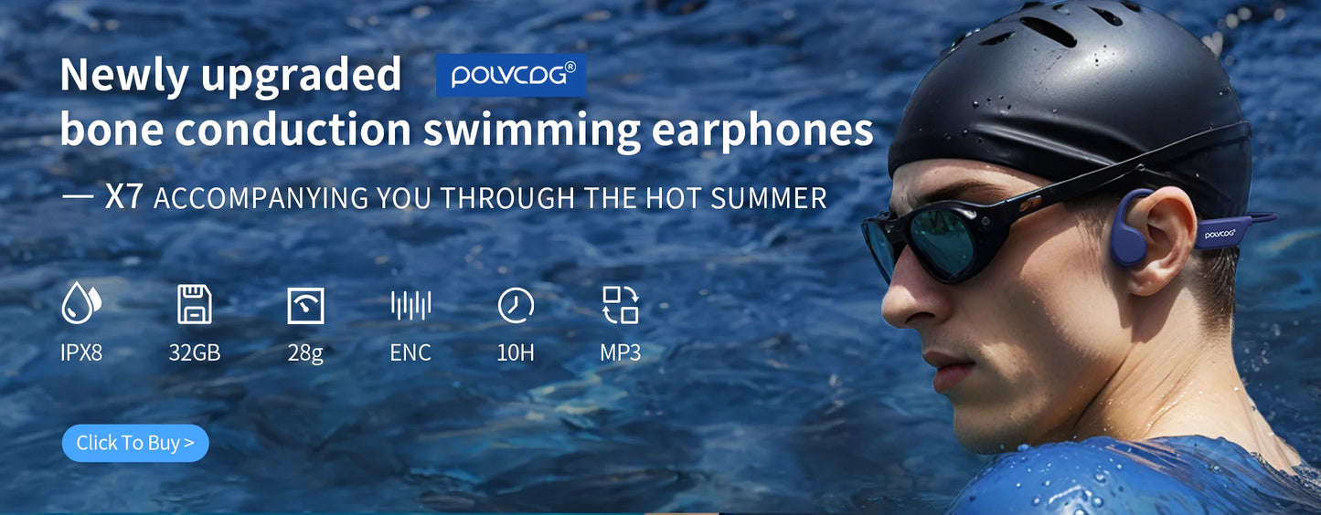 Waterproof Swimming Headset IPX8 32GB Bluetooth 5.3