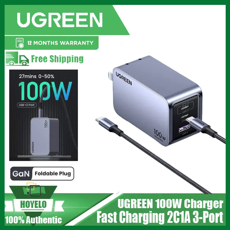 UGREEN-USB C Fast Charger, Wall Charger, Travel Charger, GaN, 30W, 65W, 100W, 160W
