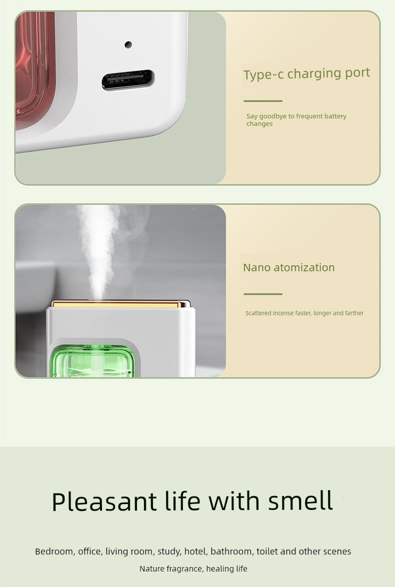 Type-c Charging Wireless Automatic Aerosol Dispenser Charging Long-Lasting Aromatherapy Atomization Toilet Bedroom Living Room Deodorant Fragrance