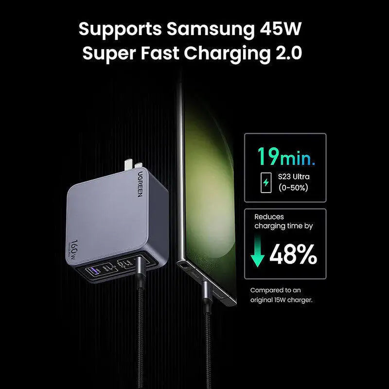 UGREEN-USB C Fast Charger, Wall Charger, Travel Charger, GaN, 30W, 65W, 100W, 160W