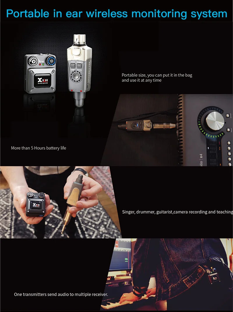 Original U4 IN-EAR Monitor Wireless System 30m Range Transmitter And Receiver For Live Show