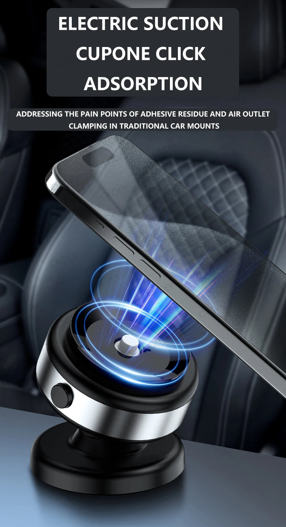 For iPhone Samsung Xiaomi magnetic car mount vacuum phone holder