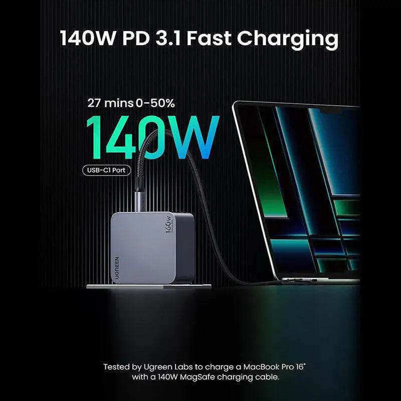 UGREEN-USB C Fast Charger, Wall Charger, Travel Charger, GaN, 30W, 65W, 100W, 160W