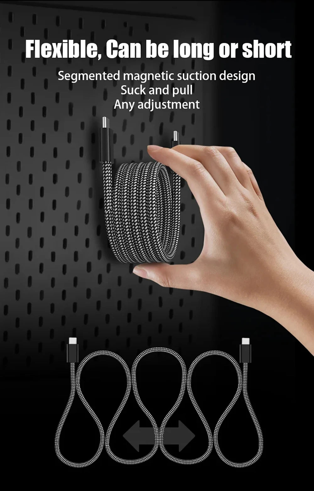 100W Magnetic Cable USB C To Type C Fast Charger for iPhone15 Xiaomi USB A To TypeC Data Charging Wire tablets MacBook Samsung